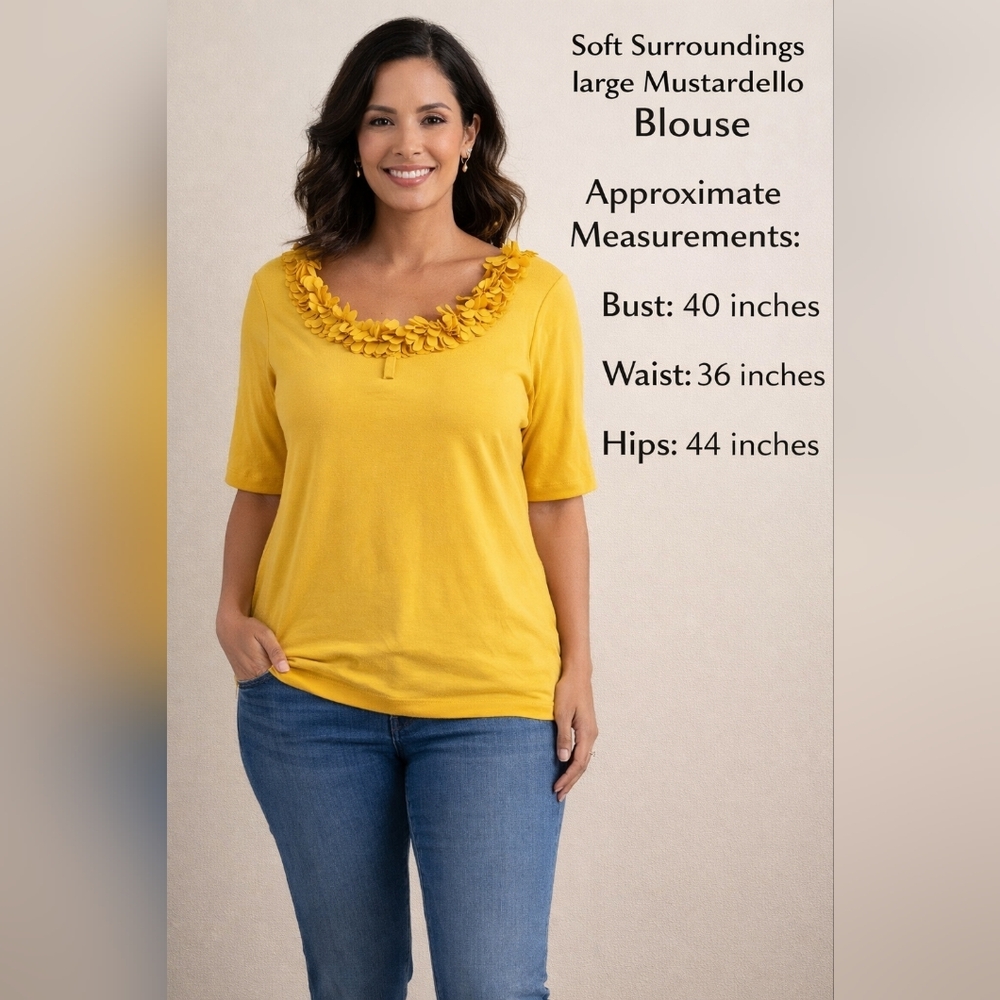 Large Soft Surroundings Mustard Yellow Stretchy Modal Cotton Knit Top